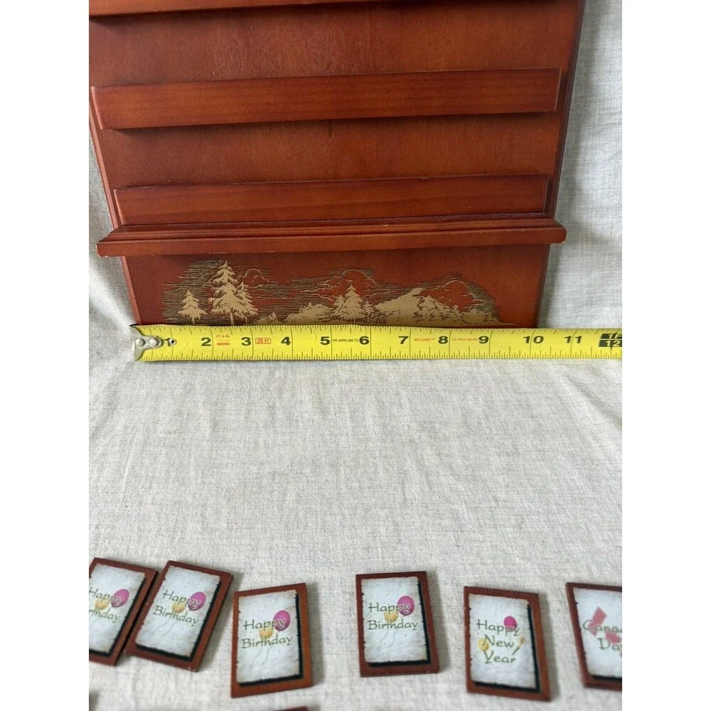 Bradford Exchange Wooden Wood Perpetual Calendar with wolves wolf Vintage read